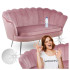 Różowa Sofa Tapicerowana do Salonu Boho Srebrne Nogi Chrom Różowy Nowoczesny Welur ZENDAYA