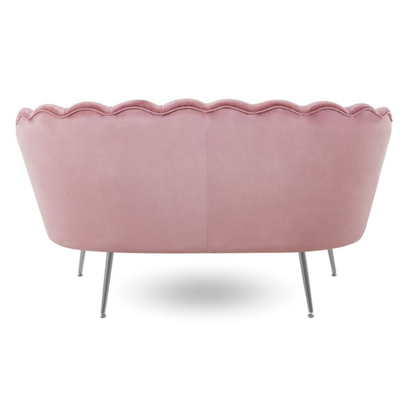 Różowa Sofa Tapicerowana do Salonu Boho Srebrne Nogi Chrom Różowy Nowoczesny Welur ZENDAYA