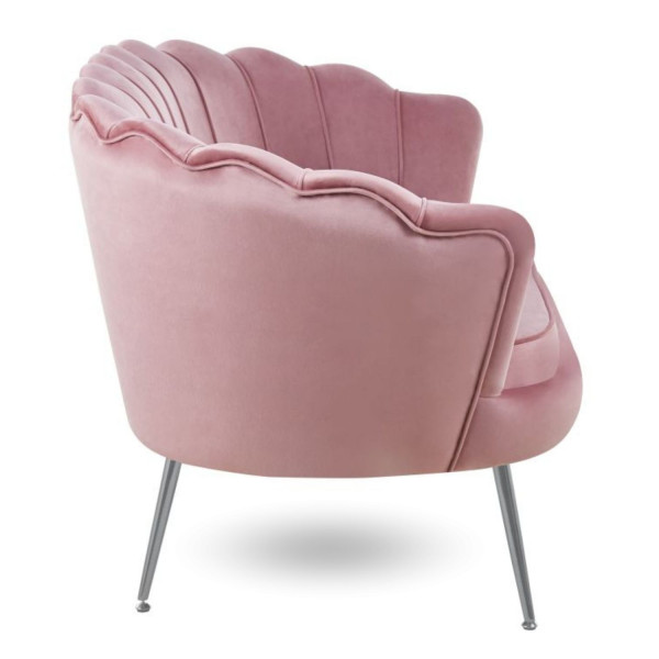 Różowa Sofa Tapicerowana do Salonu Boho Srebrne Nogi Chrom Różowy Nowoczesny Welur ZENDAYA