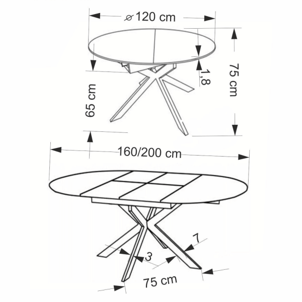 Nowoczesny Stół Rozkładany Okrągły 120-200x120 cm do Salonu Jadalni Loft Dąb Naturalny ACORD Halmar