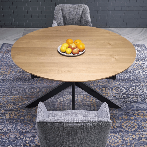Nowoczesny Stół Rozkładany Okrągły 120-200x120 cm do Salonu Jadalni Loft Dąb Naturalny ACORD Halmar