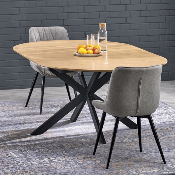 Nowoczesny Stół Rozkładany Okrągły 120-200x120 cm do Salonu Jadalni Loft Dąb Naturalny ACORD Halmar