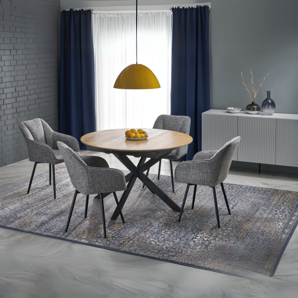 Nowoczesny Stół Rozkładany Okrągły 120-200x120 cm do Salonu Jadalni Loft Dąb Naturalny ACORD Halmar