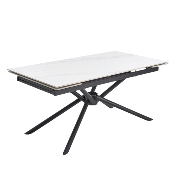 Nowoczesny Designerski Ceramiczny Stół Rozkładany 160-220x90 do Salonu Biały Marmur Czarny VITORINO Halmar