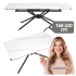 Nowoczesny Designerski Ceramiczny Stół Rozkładany 160-220x90 do Salonu Biały Marmur Czarny VITORINO Halmar