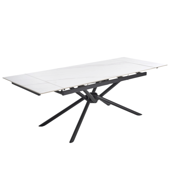 Nowoczesny Designerski Ceramiczny Stół Rozkładany 160-220x90 do Salonu Biały Marmur Czarny VITORINO Halmar
