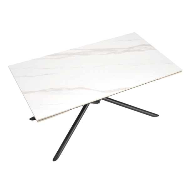 Nowoczesny Designerski Ceramiczny Stół Rozkładany 160-220x90 do Salonu Biały Marmur Czarny VITORINO Halmar