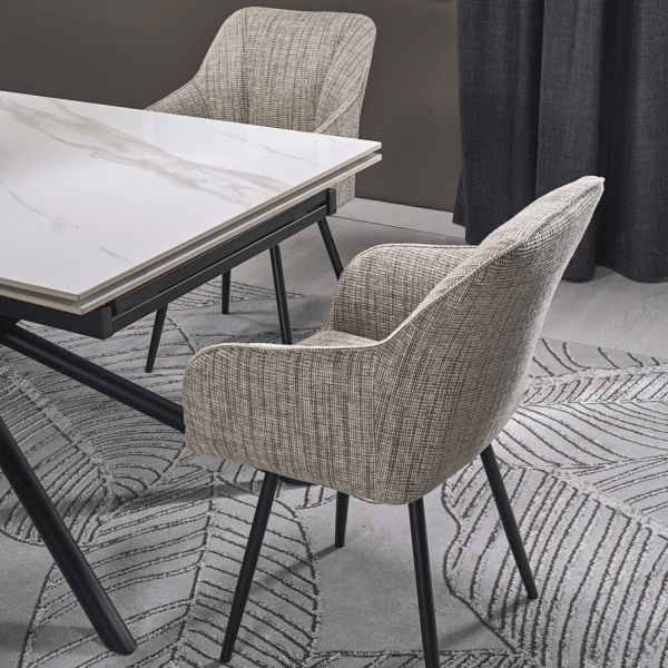 Nowoczesny Designerski Ceramiczny Stół Rozkładany 160-220x90 do Salonu Biały Marmur Czarny VITORINO Halmar