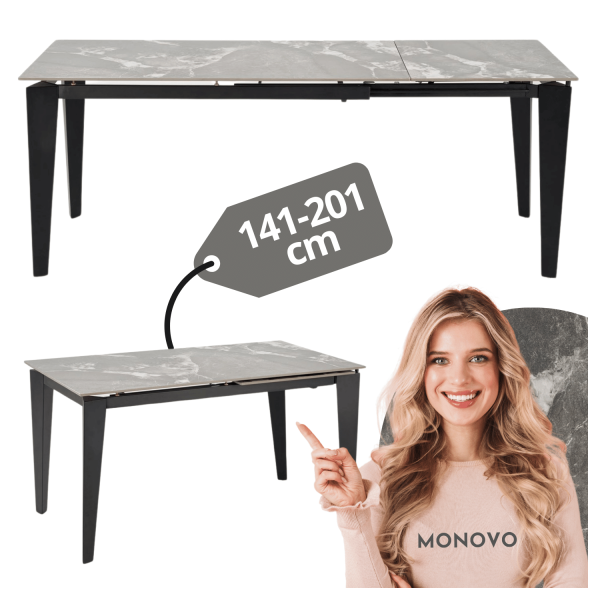 Nowoczesny Rozkładany Stół Ceramiczny 141-201x81 cm do Salonu Jadalni Szary Marmur FELIX Halmar