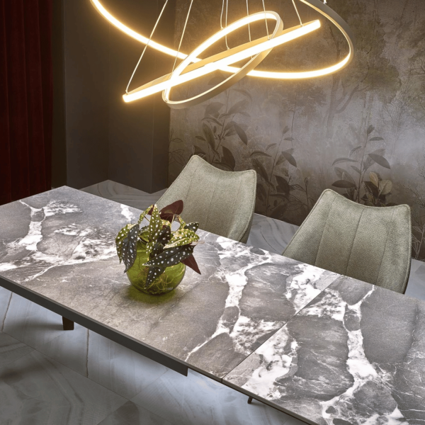 Nowoczesny Rozkładany Stół Ceramiczny 141-201x81 cm do Salonu Jadalni Szary Marmur FELIX Halmar