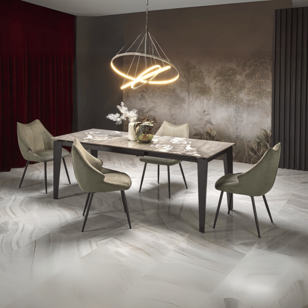 Nowoczesny Rozkładany Stół Ceramiczny 141-201x81 cm do Salonu Jadalni Szary Marmur FELIX Halmar