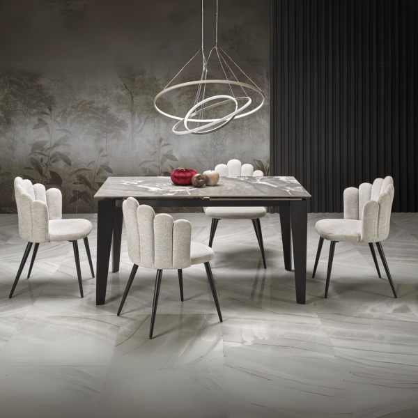 Nowoczesny Rozkładany Stół Ceramiczny 141-201x81 cm do Salonu Jadalni Szary Marmur FELIX Halmar