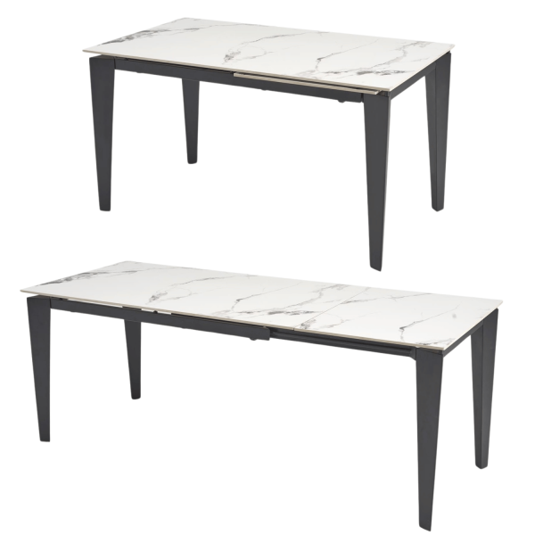 Designerski Nowoczesny Rozkładany Stół Ceramiczny 141-201x81 do Salonu Biały Marmur FELIX Halmar