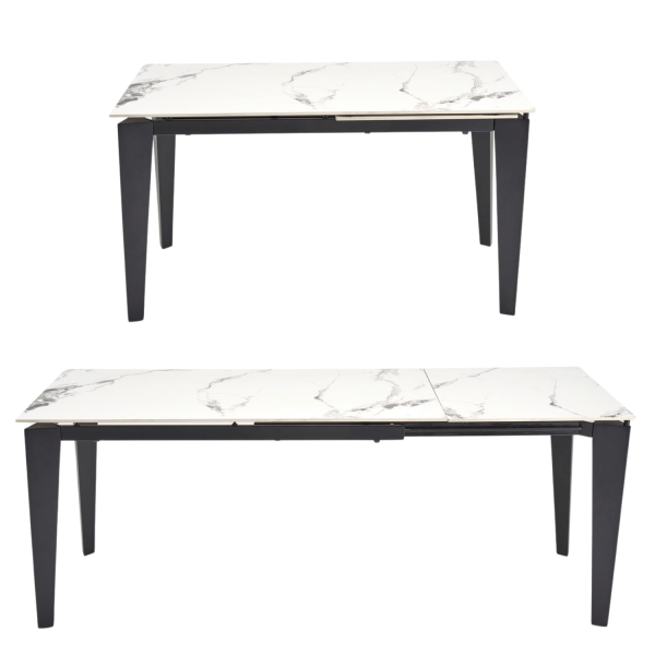 Designerski Nowoczesny Rozkładany Stół Ceramiczny 141-201x81 do Salonu Biały Marmur FELIX Halmar