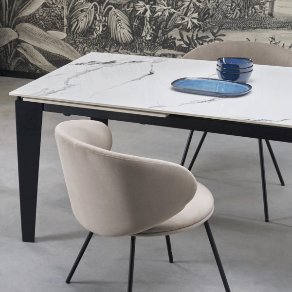 Designerski Nowoczesny Rozkładany Stół Ceramiczny 141-201x81 do Salonu Biały Marmur FELIX Halmar