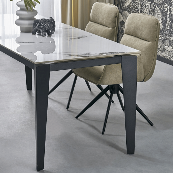 Designerski Nowoczesny Rozkładany Stół Ceramiczny 141-201x81 do Salonu Biały Marmur FELIX Halmar