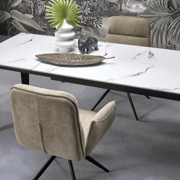 Designerski Nowoczesny Rozkładany Stół Ceramiczny 141-201x81 do Salonu Biały Marmur FELIX Halmar