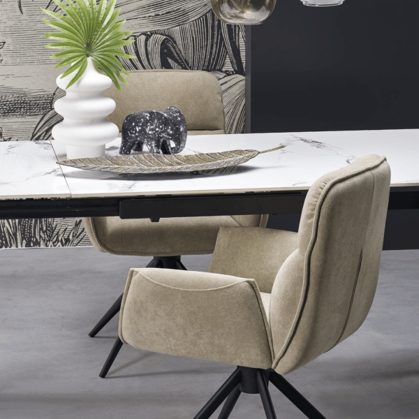 Designerski Nowoczesny Rozkładany Stół Ceramiczny 141-201x81 do Salonu Biały Marmur FELIX Halmar