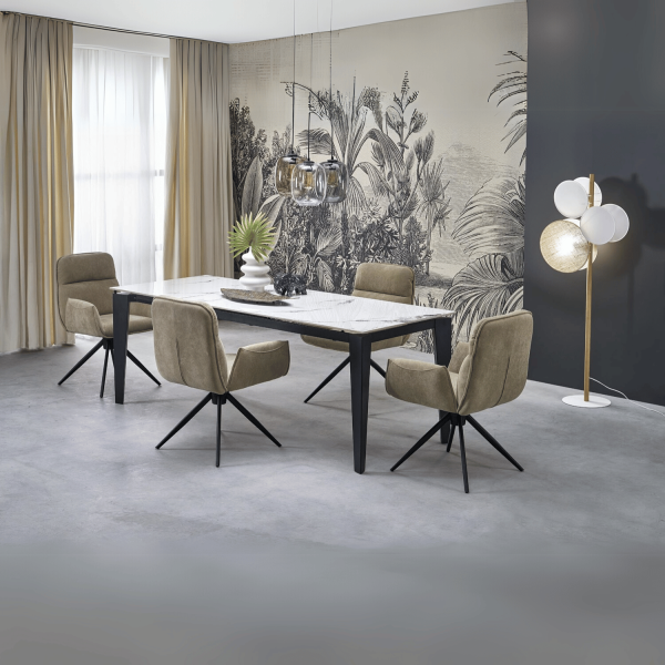 Designerski Nowoczesny Rozkładany Stół Ceramiczny 141-201x81 do Salonu Biały Marmur FELIX Halmar
