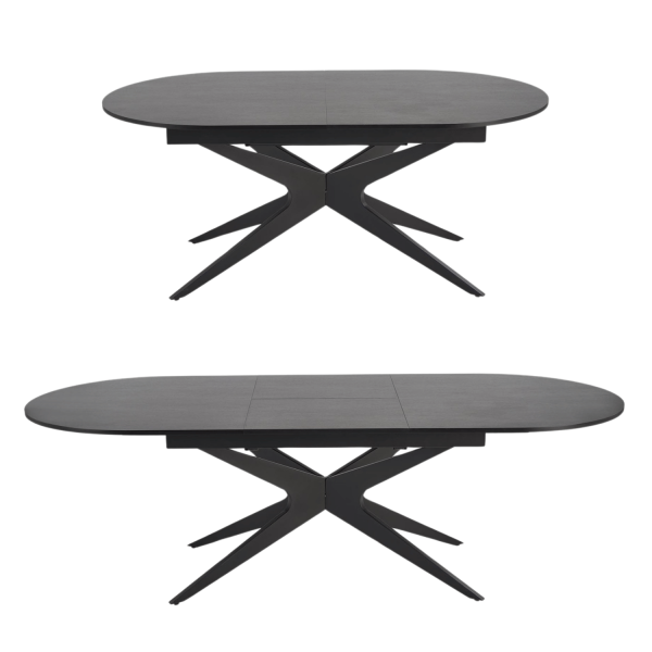 Nowoczesny Duży Owalny Stół Rozkładany 180-240x100 cm Czarny do Salonu Loft SANDRO Halmar