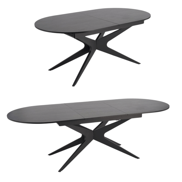 Nowoczesny Duży Owalny Stół Rozkładany 180-240x100 cm Czarny do Salonu Loft SANDRO Halmar