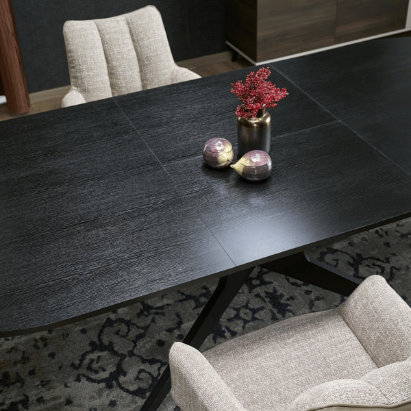 Nowoczesny Duży Owalny Stół Rozkładany 180-240x100 cm Czarny do Salonu Loft SANDRO Halmar