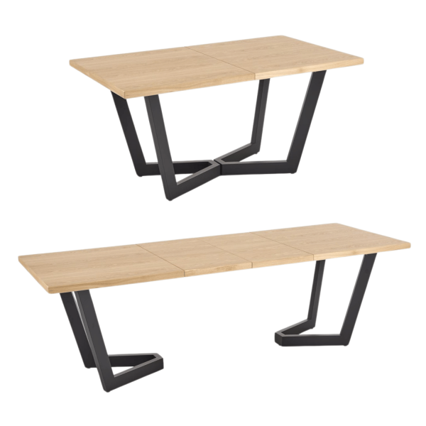 Nowoczesny Stół Rozkładany 160-250x90 cm do Salonu Loft Dębowy Dąb Naturalny MASSIVE 2 Halmar