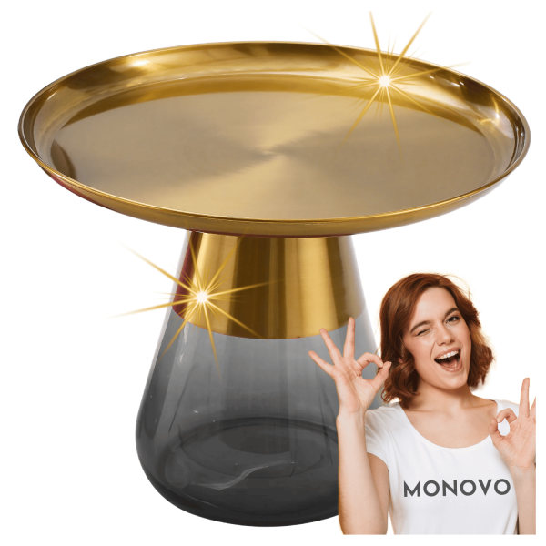 Nowoczesny Stolik Kawowy Okrągły do Salonu Sypialni Glamour Złoty Czarny TIFFANY