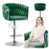 Zielony Hoker Glamour Regulowany Pleciony do Kuchni Wyspy Butelkowa Zieleń Chromowany Srebrny ROSE