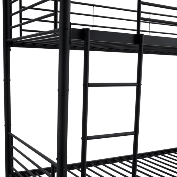 Łóżko Piętrowe ze Stelażem Metalowe 90x200 cm Młodzieżowe Dziecięce Nowoczesne Czarne ELDAVA