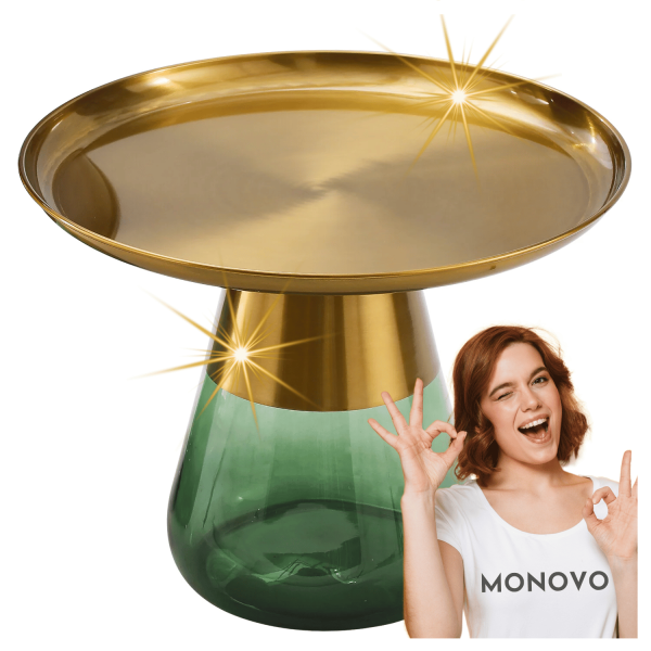 Nowoczesny Stolik Kawowy Okrągły do Salonu Glamour Złoty Zielony TIFFANY