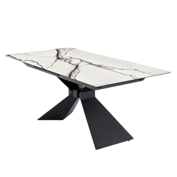 Designerski Duży Stół Rozkładany 180-230x90 cm do Salonu Loft Biały Marmur Ceramiczny LUCIANO Halmar
