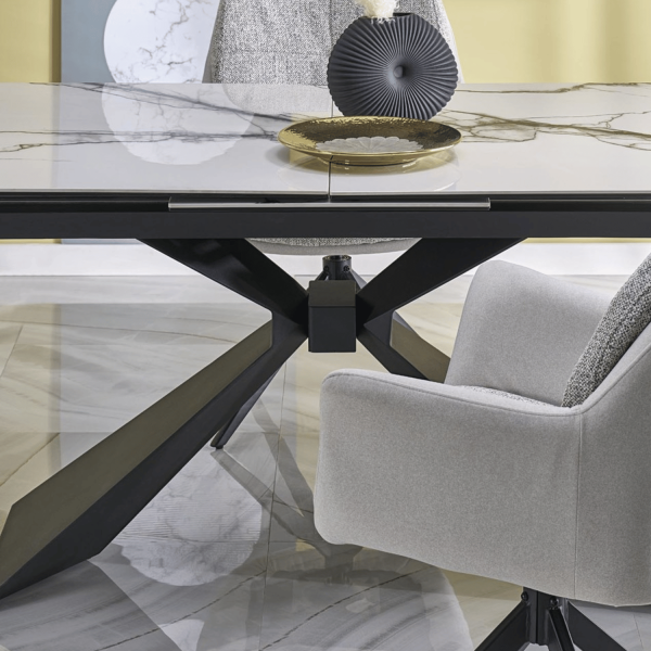 Designerski Duży Stół Rozkładany 180-230x90 cm do Salonu Loft Biały Marmur Ceramiczny LUCIANO Halmar