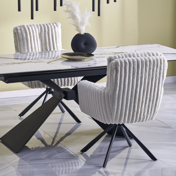 Designerski Duży Stół Rozkładany 180-230x90 cm do Salonu Loft Biały Marmur Ceramiczny LUCIANO Halmar