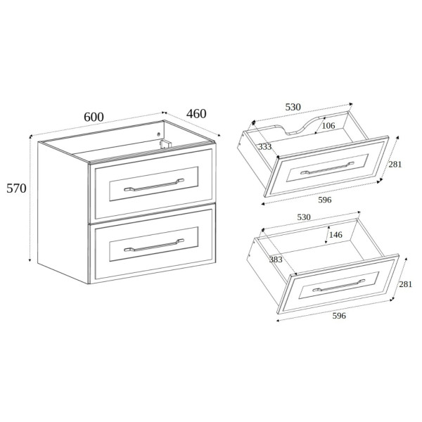 Nowoczesna Szafka Łazienkowa pod Umywalkę 60 cm Kaszmirowa Stylowa Vintage Retro CLASSIC