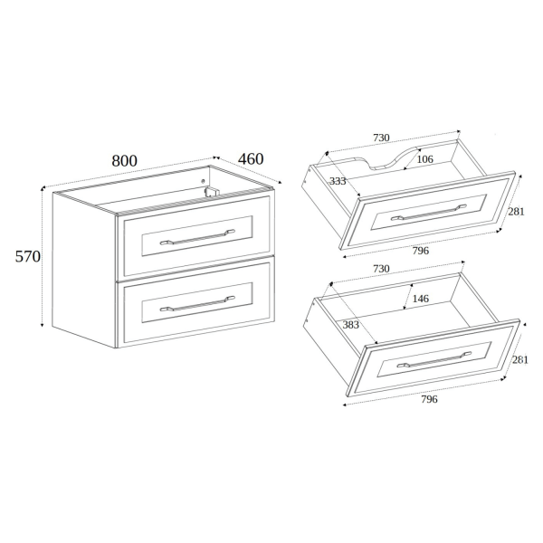 Stylowa Kaszmirowa Szafka pod Umywalkę 80 cm do Łazienki Vintage Retro CLASSIC