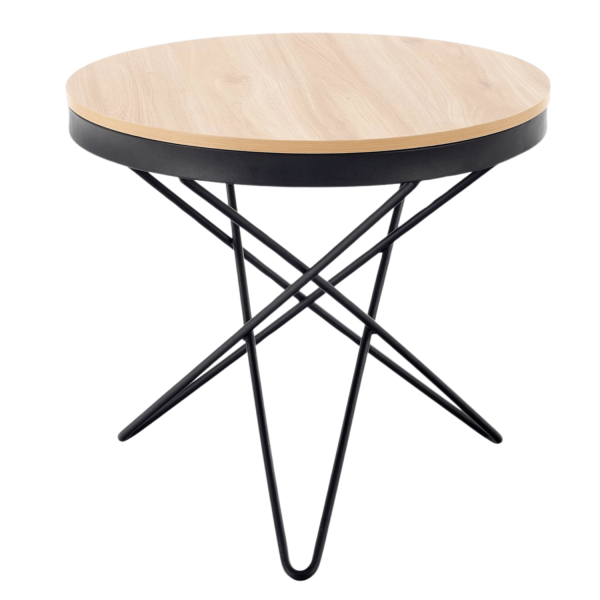 Stolik Kawowy 60 cm Okrągły Naturalny Designerski Stelaż Czarny Loft do Salonu LEILA Halmar