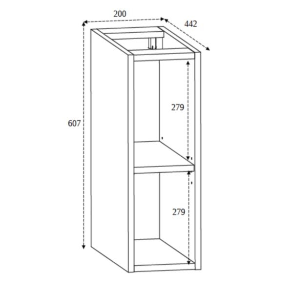 Regał Wiszący 20 cm do Łazienki z Półkami Stylowy Złoty Dębowy Nowoczesny SLIM
