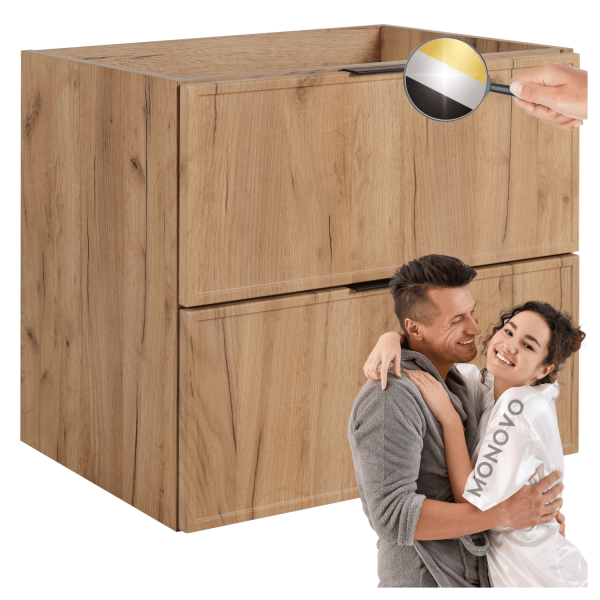 Elegancka Stylowa Szafka do Łazienki Wisząca Pod Umywalkę 60 cm Złoty Dąb Retro SLIM