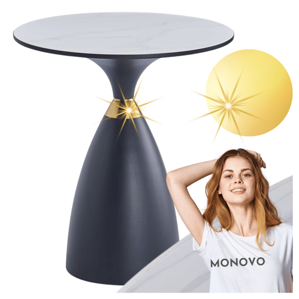 Pomocniczy Stolik Kawowy do Salonu Marmurowy Okrągły Glamour Biały Marmur AURUM
