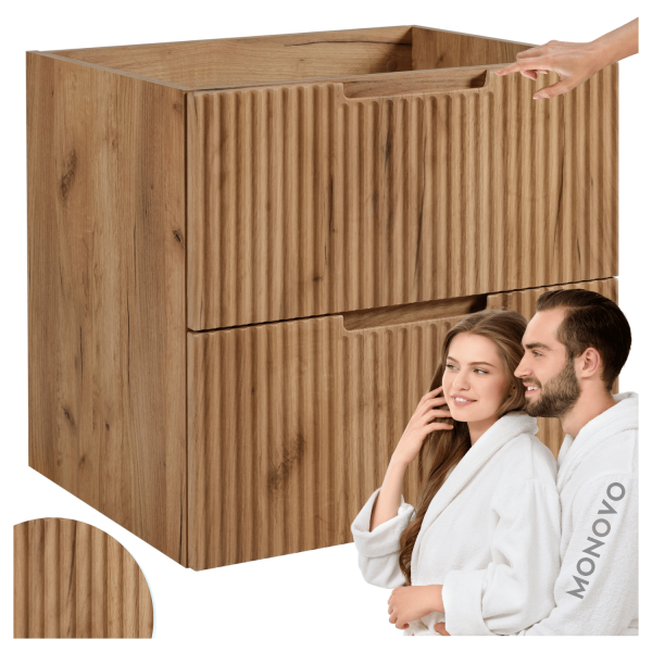 Szafka Łazienkowa Wisząca 60 cm Stylowa Ryfle Złoty Dąb Pod Umywalkę Elegancka VENA