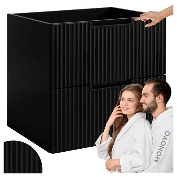Elegancka Czarna Wisząca Szafka Łazienkowa 60 cm Ryfle Pod Umywalkę Nowoczesna VENA