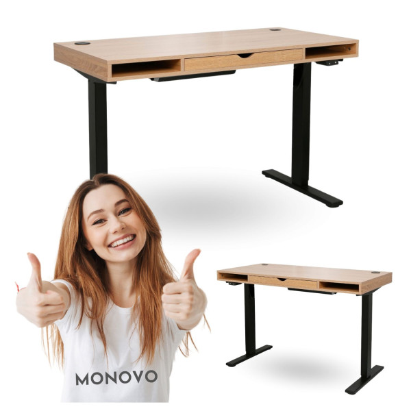 Biurko Elektryczne do Komputera Nowoczesne z Szufladą 120x60 cm Dąb Naturalny EIRUMI