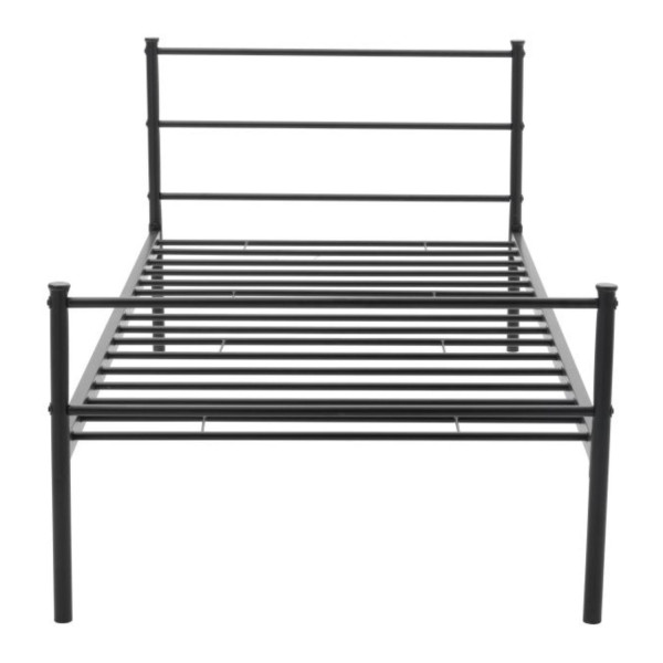 Pojedyncze Łóżko do Sypialni 90x200 cm Metalowe z Zagłówkiem Nowoczesne Czarne VELMOR