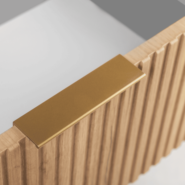 Szafka Łazienkowa pod Umywalkę 80 cm Złoty Dąb ELEGANCE Zbliżenie Złoty Uchwyt