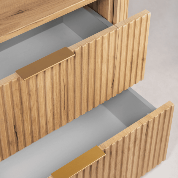 Szafka Łazienkowa pod Umywalkę 80 cm Złoty Dąb ELEGANCE Otwarte Szuflady od Góry