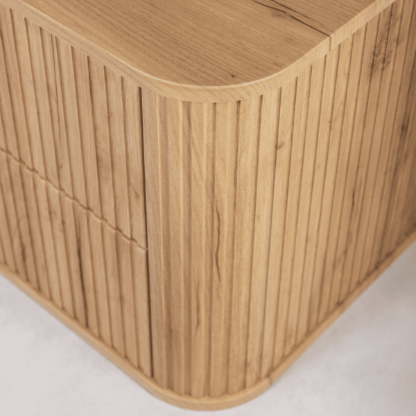 Szafka Łazienkowa pod Umywalkę 80 cm Złoty Dąb ELEGANCE Zbliżenie od Góry na Ryflowane Detale