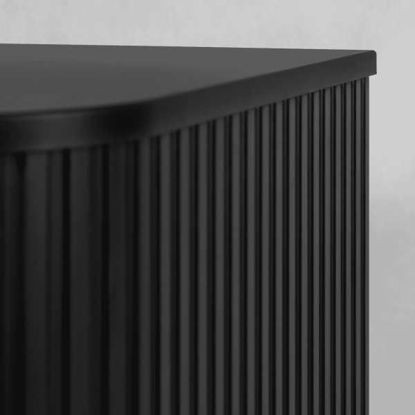 Szafka Łazienkowa pod Umywalkę 80 cm Czarna ELEGANCE Zbliżenie Ryflowane Detale