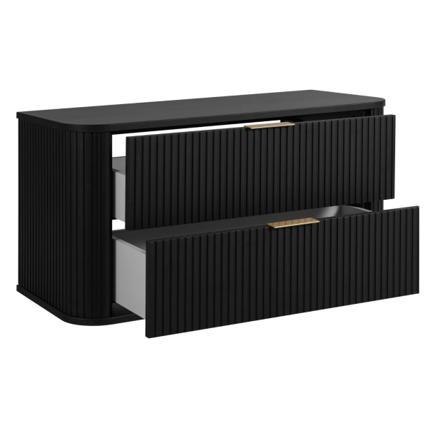 Elegancka Czarna Wisząca Szafka do Łazienki 100 cm pod Umywalkę Ryflowana Stylowa ELEGANCE
