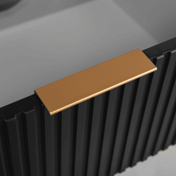 Szafka Łazienkowa pod Umywalkę 80 cm Czarna ELEGANCE Zbliżenie na Złoty Uchwyt